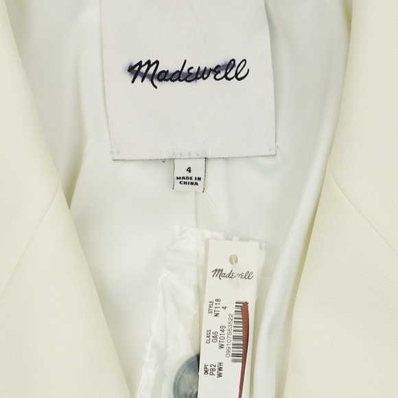 New MADEWELL Size 4 Tuxedo Blazer in Winter White $238 NT118 - Picture 9 of 9